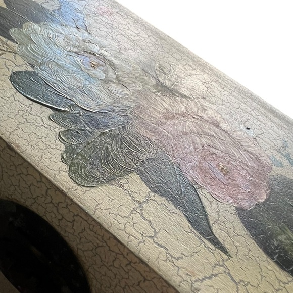 Hand Painted Shabby Chic Floral Decorative Box with Metal Accents - Picture 7 of 10